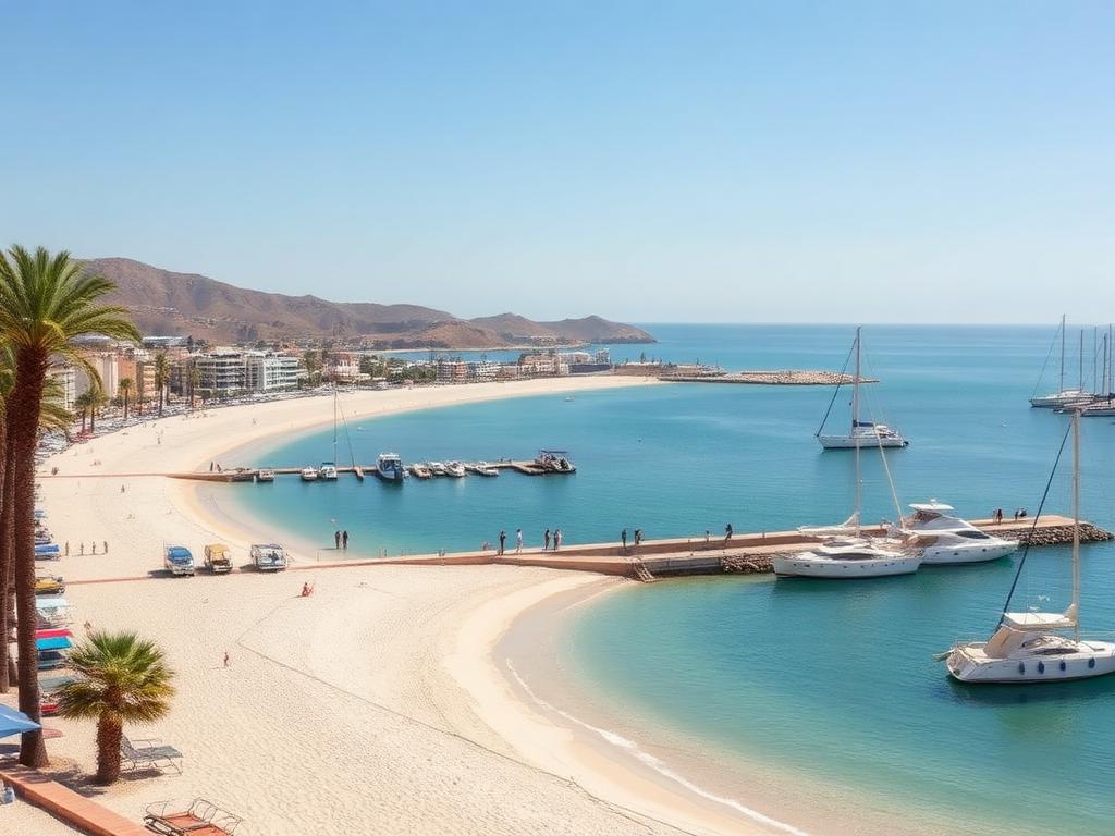 Marina d'Agadir avec yachts et palmiers