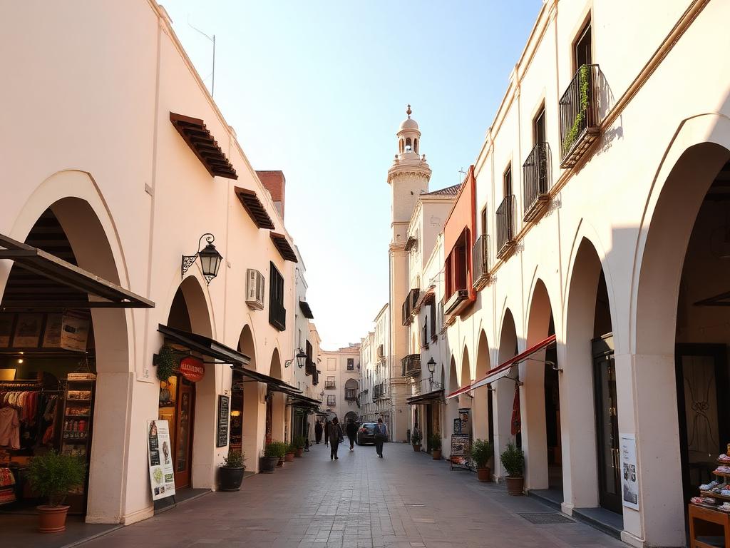 Arcades blanches du quartier des Habous